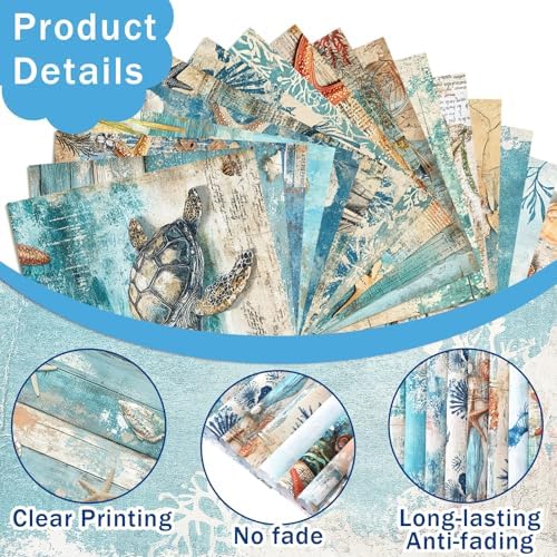 HunnmingRe 20 Pcs 10''x10'' Blue Coastal Beach Quilting Fabric Squares