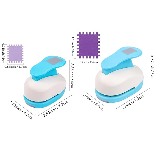 BAOFALI 2 PCS Stamp Puncher 1.2"x1"and 0.8"x0.7" Stamp Punch Rectangular Postage Stamp Punch |Stamp Hole Puncher| Lever Action Paper Punches forfor Scrapbooking Journaling Card Making
