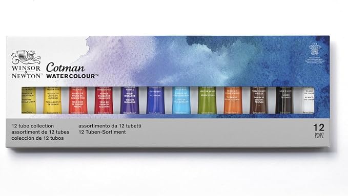 Winsor & Newton Cotman Watercolor Paint Set, 12 Colors, 8ml (0.27-oz) Tubes | Introductory Watercolor made with Fine Art Pigments, Perfect for Beginners, Lightfast & Permanent, Good Tinting Strength