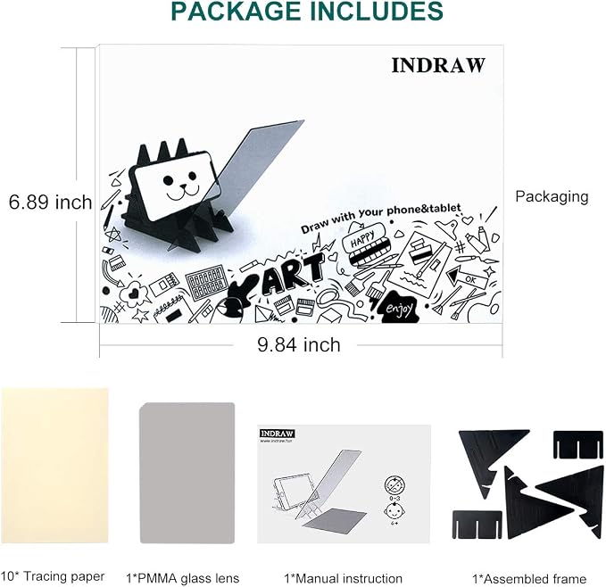 Yuntec Optical Drawing Board Portable Image Drawing Board | Tracing Drawing Projector Painting Board Sketching Tool with PMMA Lens for Beginners, Artists (7.9” x 5.3”) - Small