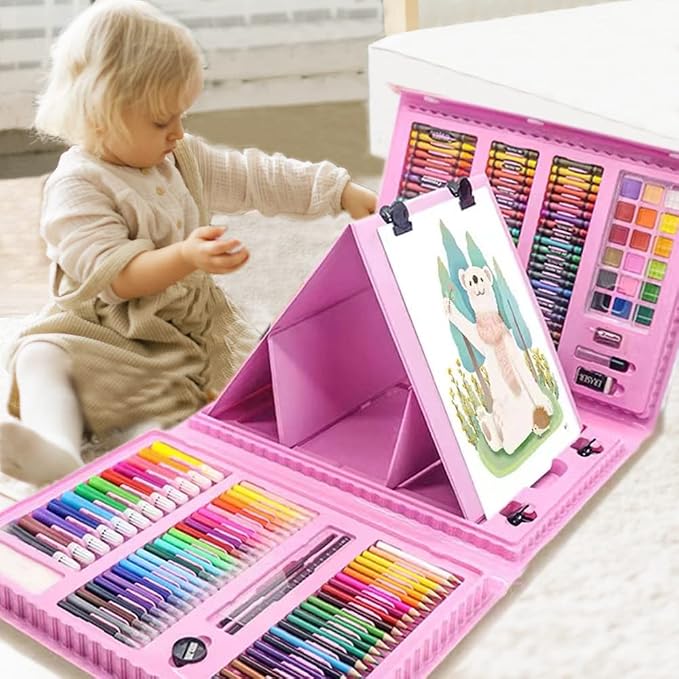 DLUCKY 208 PCS Art Supplies Drawing Art Kit Adults for Kids Art Set,Pink