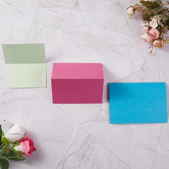 50 Pack Blank Folded Cardstock Business Cards, Multicolor, 3x5