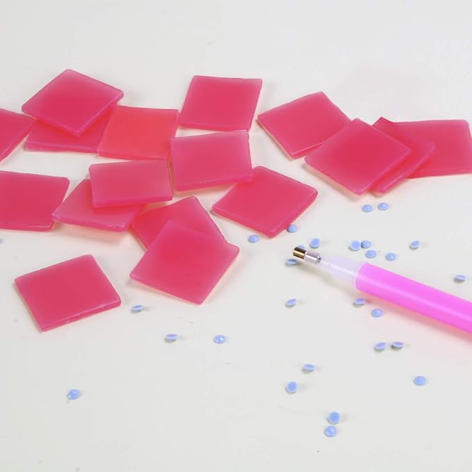 FEBSNOW 60Pcs Painting Glue Clay DIY Diamond Embroidery Wax Tool Set | Diamond Art Wax Pads, Red Color Putty, Wax Refills for Crafters, Diamond Art Painting Accessories and Tools