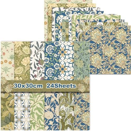 Vintage Spring Vine Scrapbook Paper 12×12: 24 Sheets Double-Sided Vintage Spring Journal Patterned Paper Origami CardStock Papers for DIY Origami Frame Material Decorative Craft .