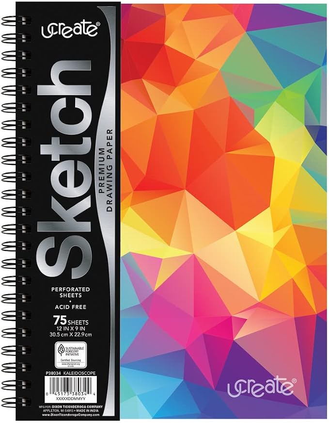 UCreate Fashion Poly Cover Sketch Book, Colorful Cover, Spiral Bound