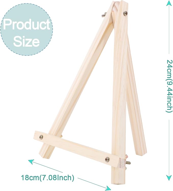 24 Pack 9 Inch Easel for Painting, Wooden Easel Stand Canvas Stand | Smooth Wood, Folds Flat for Storage, for Canvases, Photos, Signs, Weddings, Classrooms, Home Décor