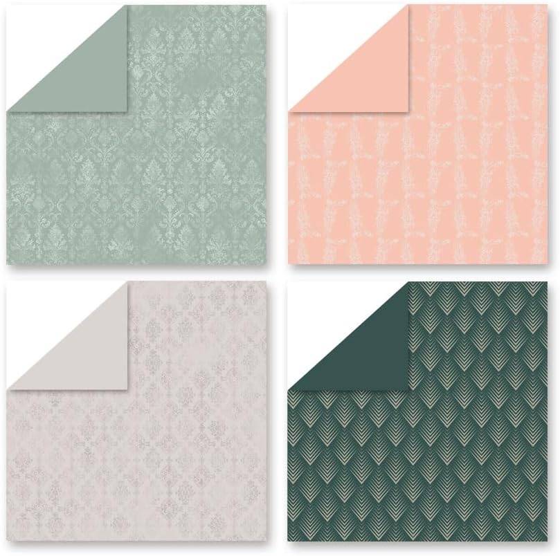 Patterned Scrapbook Paper 12x12 Pink,24 Sheets Double-Sided Bohemian Floral Pattern CardStock Paper Pad Boho Tone Decorative Craft Papers for Holiday Cardmaking DIY Origami Papers.