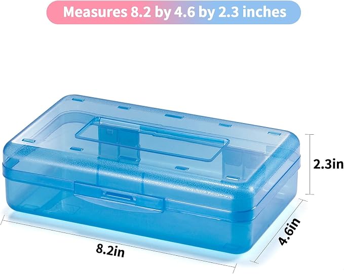 Sooez Plastic Pencil Case Box 6 Pack, Colored Large Craft Storage Bulk