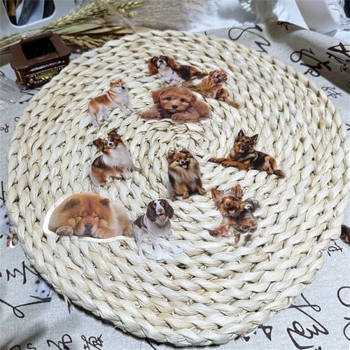 50 Cute Dog Stickers for Scrapbooking, Self-Adhesive Scrapbooking Stickers Supplies Journal Stuffers for Adult Card Making Letters DIY (Dog)