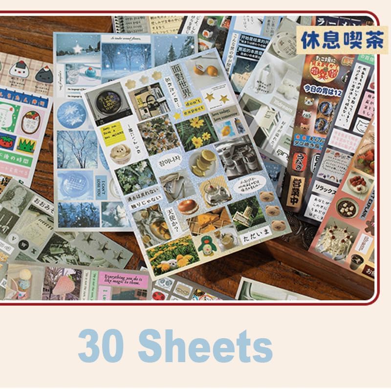 Japanese Sticker Book,Kawaii Sticker Book Japanese Manga Style Heisei Retro Scrapbooking for Journaling Vintage Aesthetic Notebook Decoration