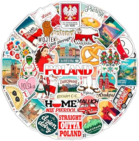 100Pcs Poland Stickers for Luggage, for Water Bottle, Polish Flag Stickers Small- Poland Party Supplies, Polish Gifts - Gift for Women & Men