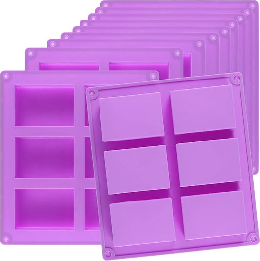 KINJOEK 9 Packs 54 Cavity Rectangular Silicone Soap Molds, Purple Silicone Soap Making Molds Bulks, Cake Baking Molds, Soap Mold for Soap Making Handmade DIY Scented Candles Supplies Tools