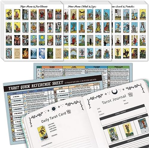 Joyppy Tarot Stickers for Journaling - 336 PCS Mini Tarot Card Stickers for Beginners - 1.25" x 0.78" - Tarot Journal Stickers Based on Rider Waite Tarot Deck, Tarot Cheat Sheet Included