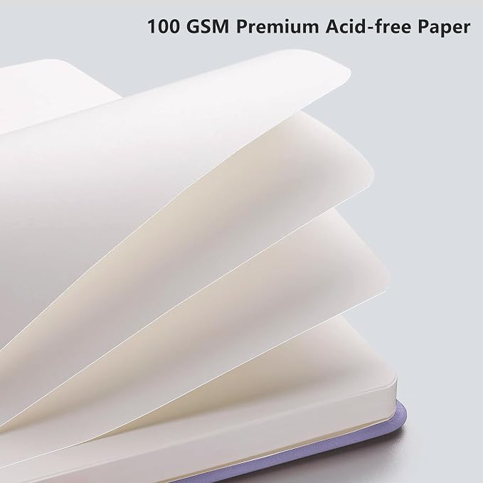 RETTACY Blank Journal Notebook, 192 Pages, A5 Medium Size (5.7'' x 8.3'') | Leather Hardcover, 100 GSM Thick Paper, for Sketching, Drawing, Painting (Purple)