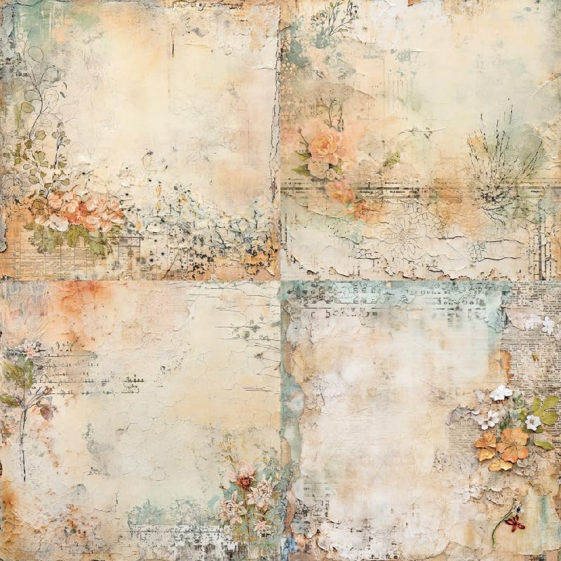 24 Sheets Vintage Floral Scrapbooking Paper Pad 6x6, Decorative Single-Side Craft Paper for Adult Journaling, Card Making, Collage & DIY Scrapbook Projects