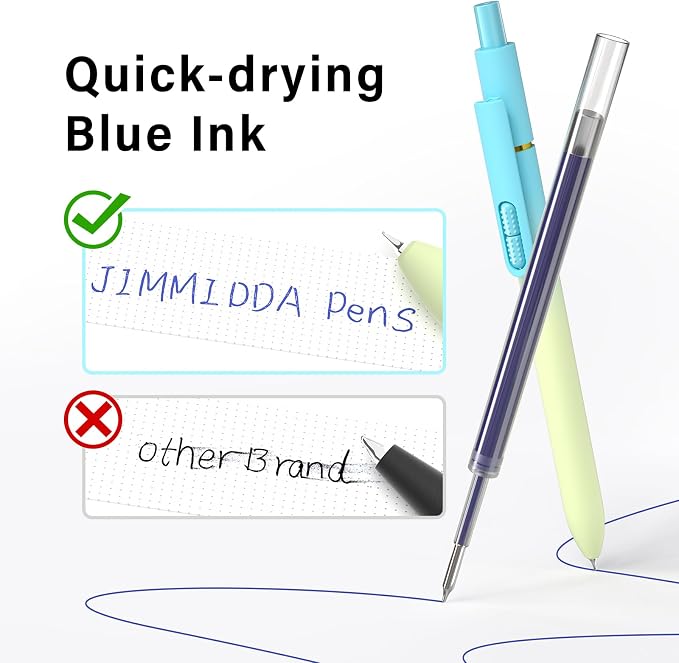 8 Pack Blue Gel Pens - 0.7mm Medium Point, Quick Drying Blue Ink