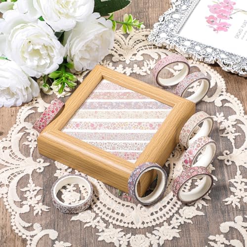 8 Rolls Flowers Arts Adhesive Tapes,Sakura Washi Tape Charming Vintage Washi Tape Bible Set Thin Retro Decorative Masking Tapes for Journals Scrapbooking DIY Crafts Planners Gift (Floral)