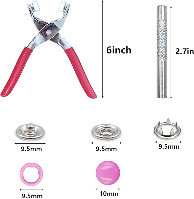 800-Piece Snap Button Kit, Solid & Hollow Stainless Steel Button Fasteners
