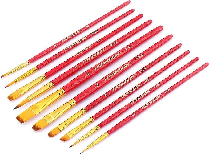 Transon 20pcs Artist Painting Brush Set for Acrylic Watercolor Gouache Hobby Craft Face Rock Painting Hot Pink