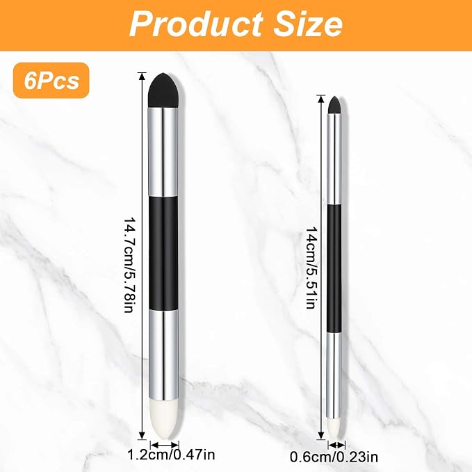 6 Pcs Artist Blending Sponge Pens, Dual Tip Universal Blendings Sponge Pen, Reusable Sketch Wipe Drawing Art Blendings Pen Brush Oil Pastel Blending Tools for Artist Highlight Shadow Detail Correcting
