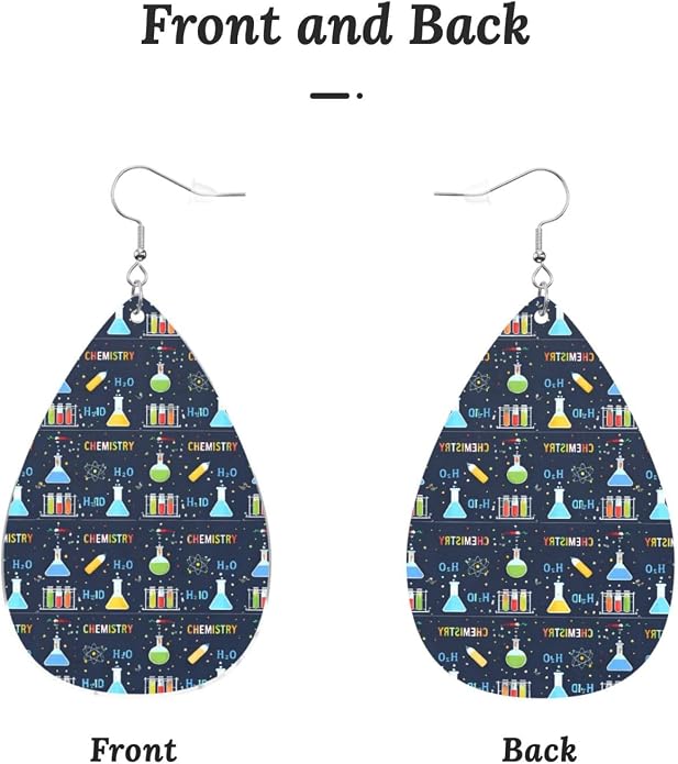 Math Formula Equation Black Drop-Shaped Earrings 2.2 x 1.5 Inches