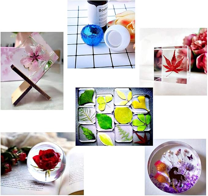 Resin Molds Silicone Kit 20Pcs,Epoxy Resin Molds Including Sphere,Cube,Pyramid,Square,Round, Used for Create Art,DIY,Coasters,Candles.Bonus Decorative Sequins and The Complete Set(20PCS Resin molds)
