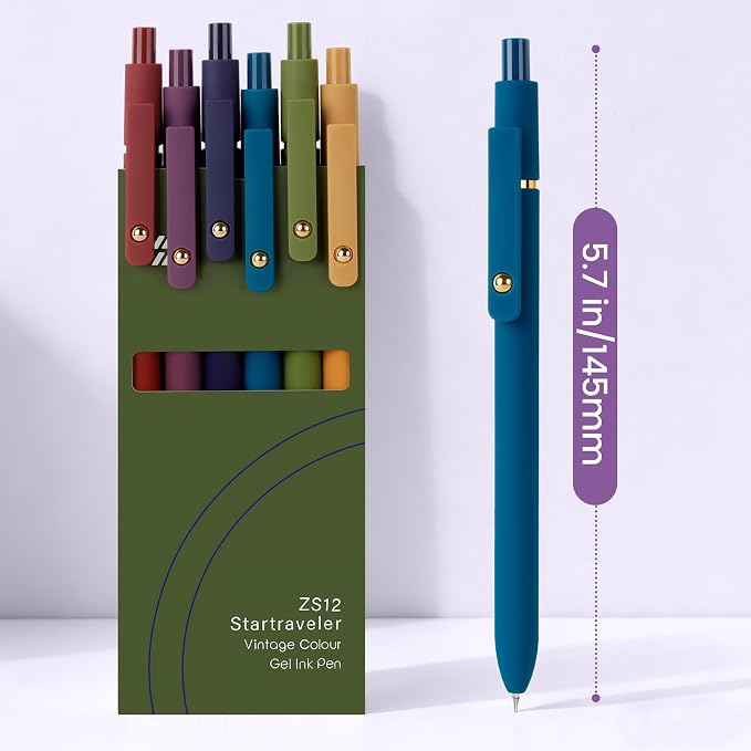 FIOVER Gel Pens 6pcs 0.7mm Fine Point Black Ink Quick Dry Pens