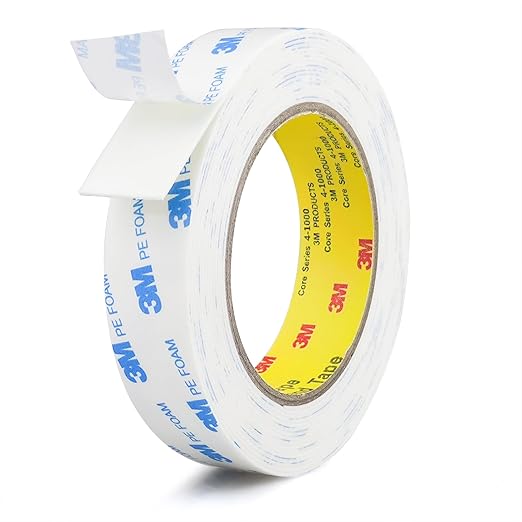 3M Double Sided Tape 1in x 16.5ft, Mounting Tape Heavy Duty, Strong Adhesive Wall Picture Hanging Strips PE Foam Tape