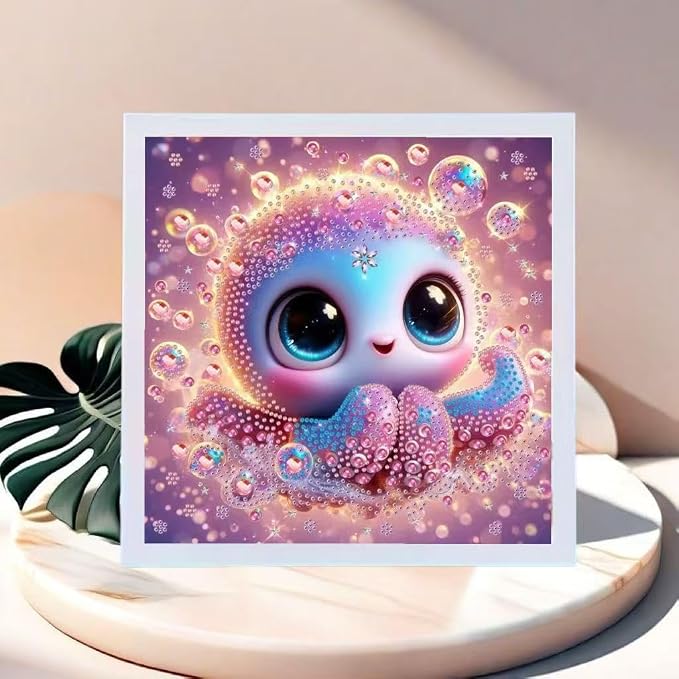 FONYANE Diamond Art Kits for Kids & Girls & Adults,5D Big Small Gem Art Mosaic Sea Octopus Honey，Dimond Painting Kit for Adults,Craft Kits Best Gifts for Birthday(6.69x6.69in)