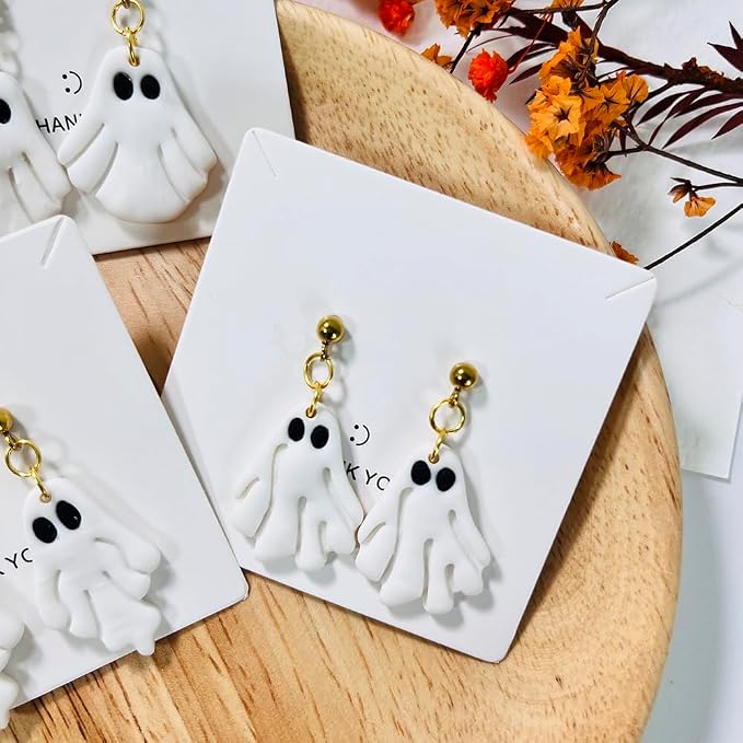 Xaekicr Halloween Ghost Polymer Clay Cutters – 3 Pcs Spooky Clay Cutters for Earrings and DIY Crafts, Polymer Clay Tools for Jewelry Making