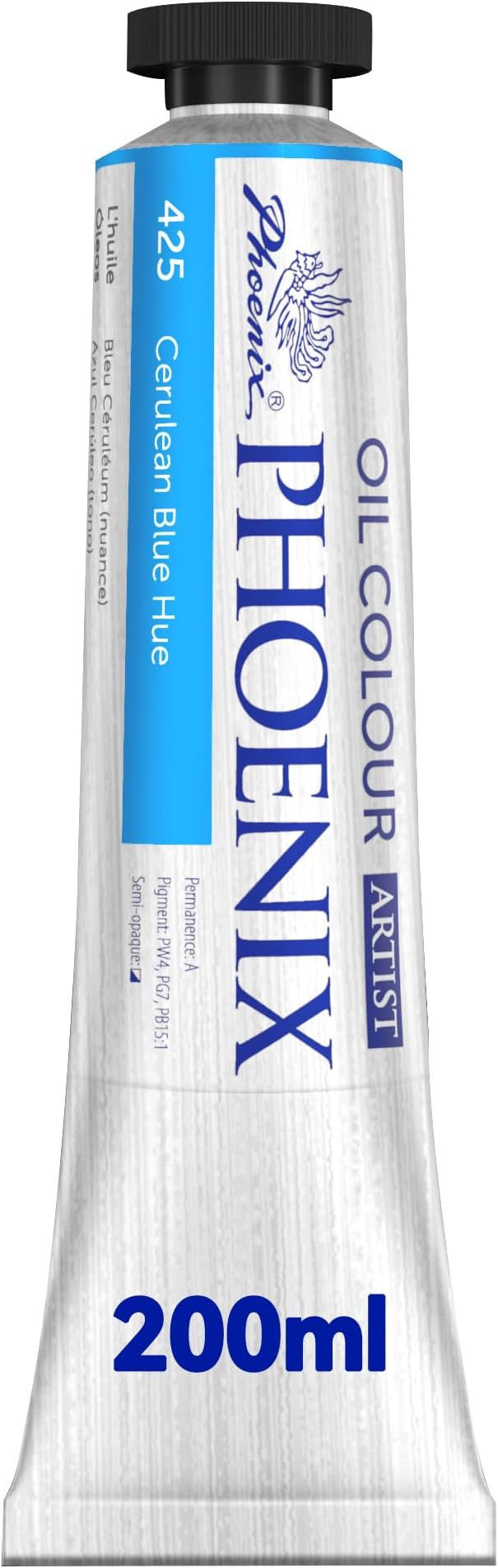 PHOENIX Cerulean Blue Hue Oil Paint - 200ml / 6.75 Fl oz | Single Large Tube Artist Quality, Oil Based, For Professionals
