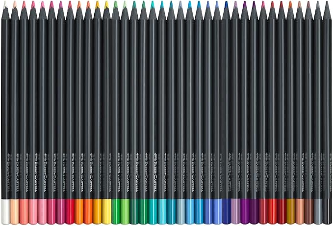 Faber-Castell Black Edition Colored Pencils, 36 Count, Neon & Pastel | Brilliant coloured pencils for light and dark paper with soft colour stroke, shatter-proof and ergonomic colouring pens