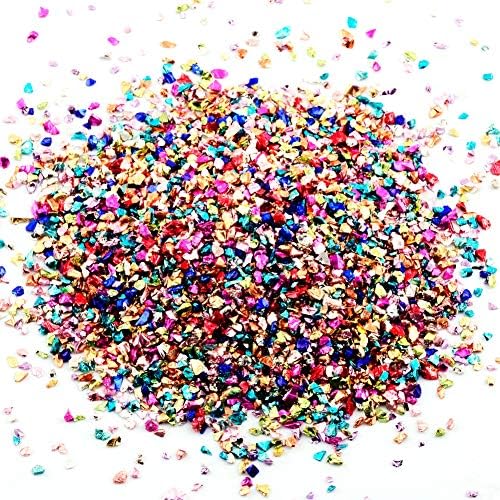Crushed Glass Irregular Metallic mini Chips Sprinkles Chunky Glitter Multicolor 100g 0.5-2.5mm for Nail Arts Craft DIY Vase Filler Epoxy Resin Mold Jewelry Making Decoration (Multicolor, 0.5-2.5mm)
