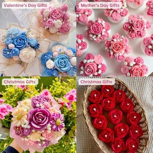 9 Pcs 3D Silicone Flower Molds for Candle Soap Making Cake Chocolate Making