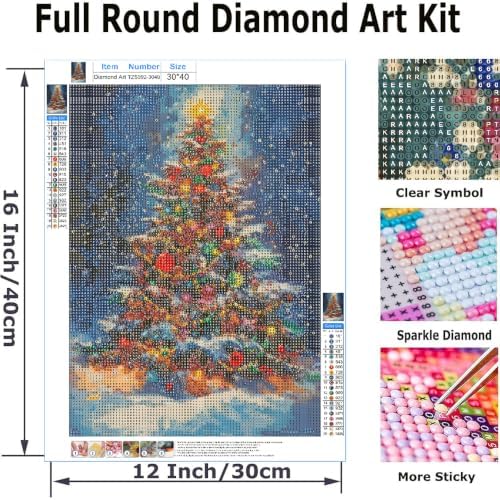 WCHUIMM Christmas Tree Diamond Art Kits for Adults, 5D DIY Christmas Diamond Painting for Adults Beginners, Diamond Dots Kits Gem Arts Crafts for Home Wall Decor 12x16 Inch(Christmas Tree)