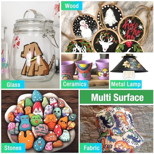 DAPAWIN Oil Based Paint Pen: Permanent Paint Marker, Quick-Dry, Waterproof Paint Set of 24 for Metal, Wood, Easter egg, Rock Painting, Glass, Fabric, Ceramic, Mug, Plastic, Stone, Christmas Stencil