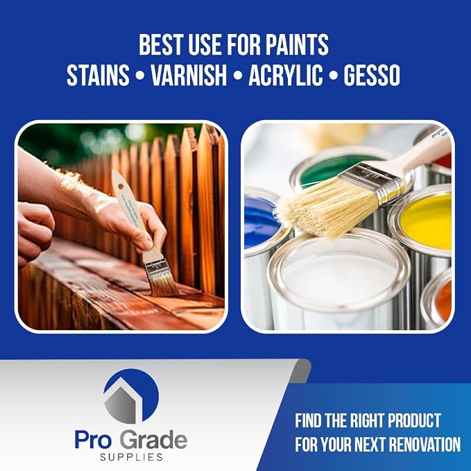 Pro Grade 2" Chip Brushes, Disposable Paint Brushes, for Paint, 36 Pack | Natural bristle, wood handle | Contractor Pack | For Stain, Glue & Epoxy | Cabinets, Furniture, Fences