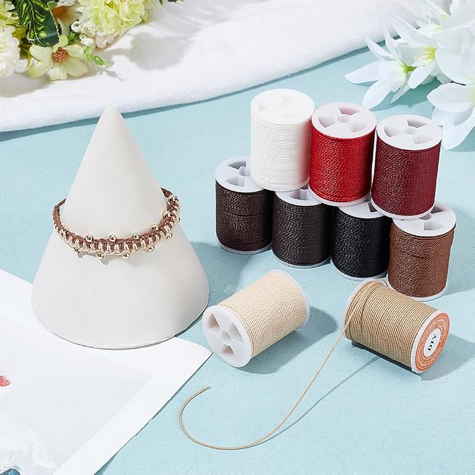 PH PandaHall 108 Yards 9 Colors 1mm Waxed Cords, Waxed Polyester Thread Waxed Beading String Twine for DIY Bracelet Necklaces Waist Beads Jewelry Making Sewing Macrame Supplies, 12 Yards/Roll