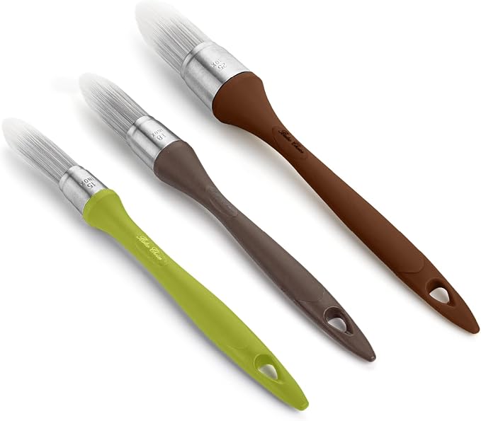 Bates- Trim Paint Brush Set, 3pcs, 5/8”, 3/4” and 1", Colorful Ergonomic Non-Slip Handle, Synthetic Bristles, Trim Brushes for Painting