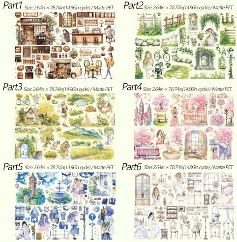 PET Tape Stickers for Journaling Supplies,Natural Scene Scrapbook Stickers