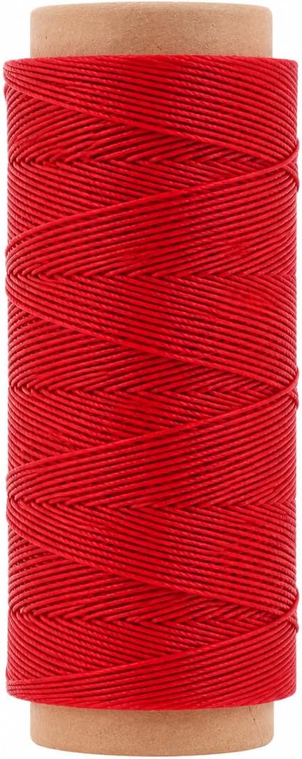 Mandala Crafts 100M 0.65mm Red Round Waxed Thread for Leather Sewing