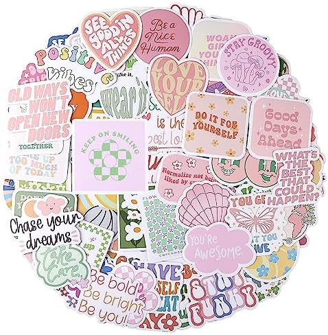 100PCS Cute Preppy Stickers Pink Motivational Vinyl Waterproof Stickers for Laptop Bumper Water Bottles Computer Phone Hard Hat Car Inspirational Decals for Adults Women Kids Teen Girls