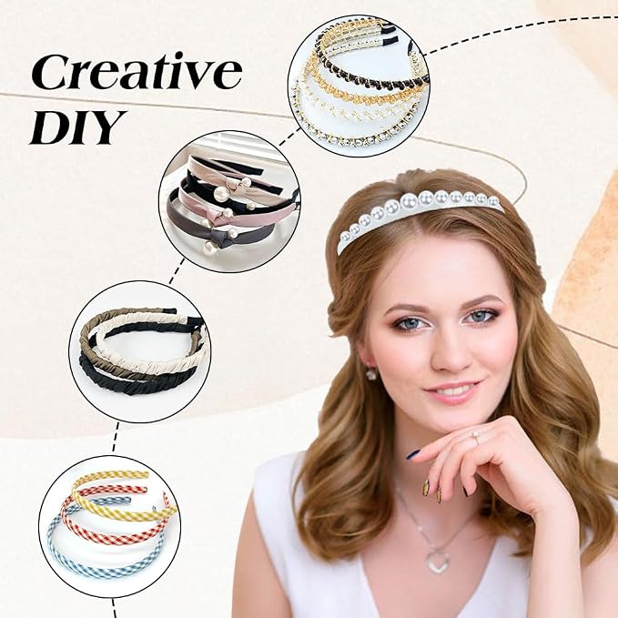 Dizila 30 Pack 0.7cm/0.28" Smooth Plain Blank DIY Craft Silver Thin Metal Headbands Frame Base Wire Hair Bands Accessories for Women Men Girls Teens Kids