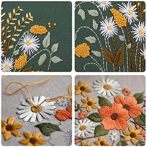 FEPITO 2 Sets Embroidery Starter Kit with Pattern and Instructions