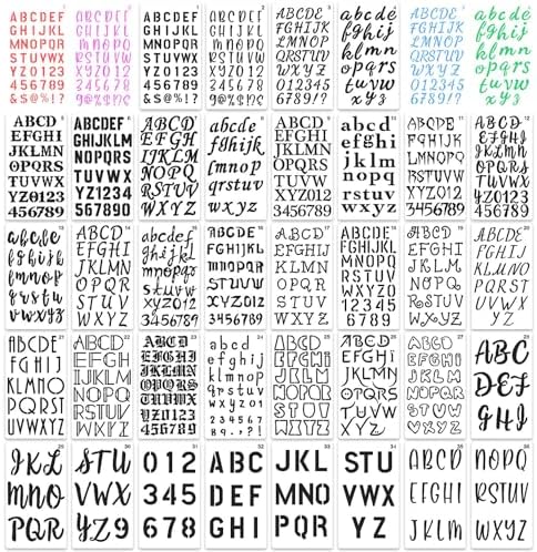 36 Pieces Letter Stencils, 4 x 7 Inch Alphabet Stencil Reusable Plastic Numbers Symbol Templates Kit for Painting on Wood, Canvas, Fabric, Rock, Chalkboard, Sign, DIY Art Projects(Letter)