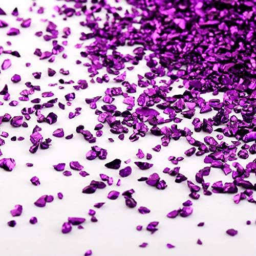 Crushed Glass Irregular Metallic Chips Sprinkles Chunky Glitter Deep Purple 100g 2-4mm for Nail Arts Craft DIY Vase Filler Epoxy Resin Mold Scrapbooking Jewelry Making Decoration (Deep Purple, 2-4mm)