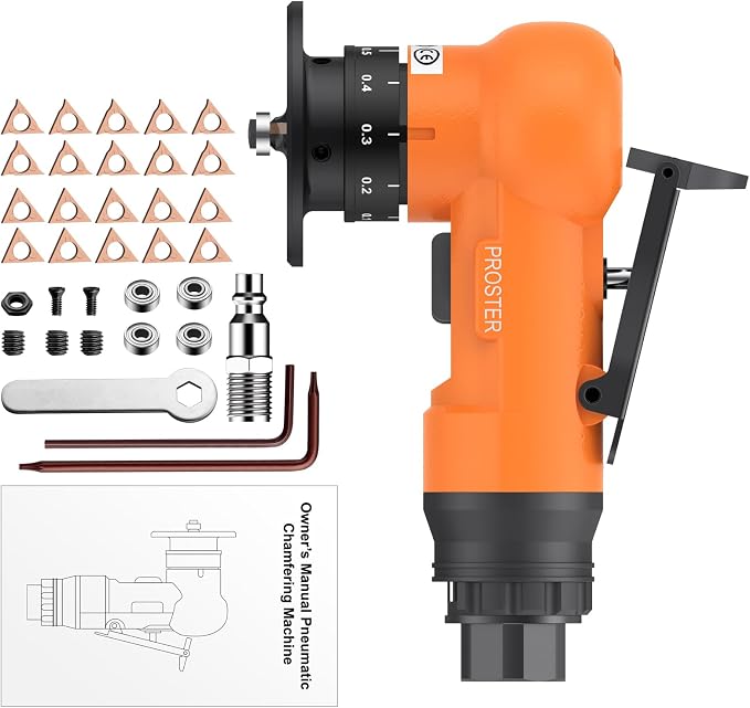 Proster Pneumatic Chamfer Air Deburring Tool 30000 RPM 22Pcs Dual-Blade