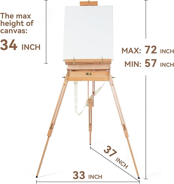 PHOENIX Complete Artist Acrylic Painting Set with Beechwood Foldable French Box Easel