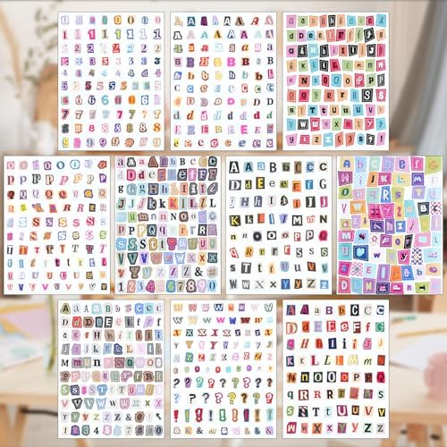 1499 PCS Magazine Letter Stickers, Vintage 20 Sheets Scrapbook Stickers
