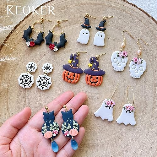 KEOKER Halloween Clay Cutters, Clay cutters for Halloween Earrings Making, 10 Shapes Halloween Clay Earrings Cutters, Halloween Polymer Clay Cutters (Earrings Clay Cutters 1)